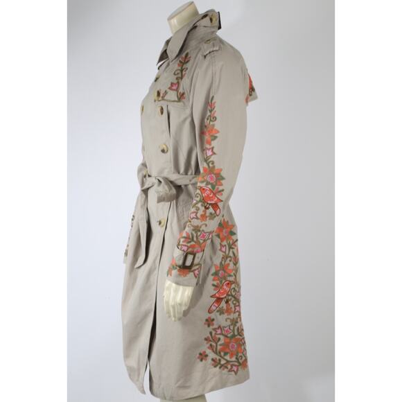 Calypso St Barth Floral Embroidered Trench Coat Boho Luxury Women’s Size M - Picture 6 of 16